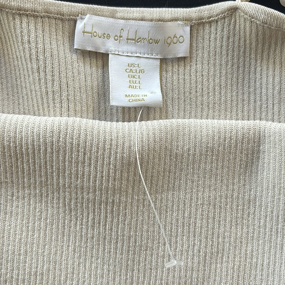 House of Harlow | L | pearl strap spaghetti ribbed cream tank top NWOT - Picture 7 of 8